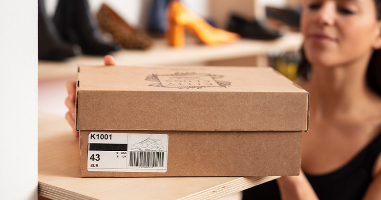 A custom label printed on a package 